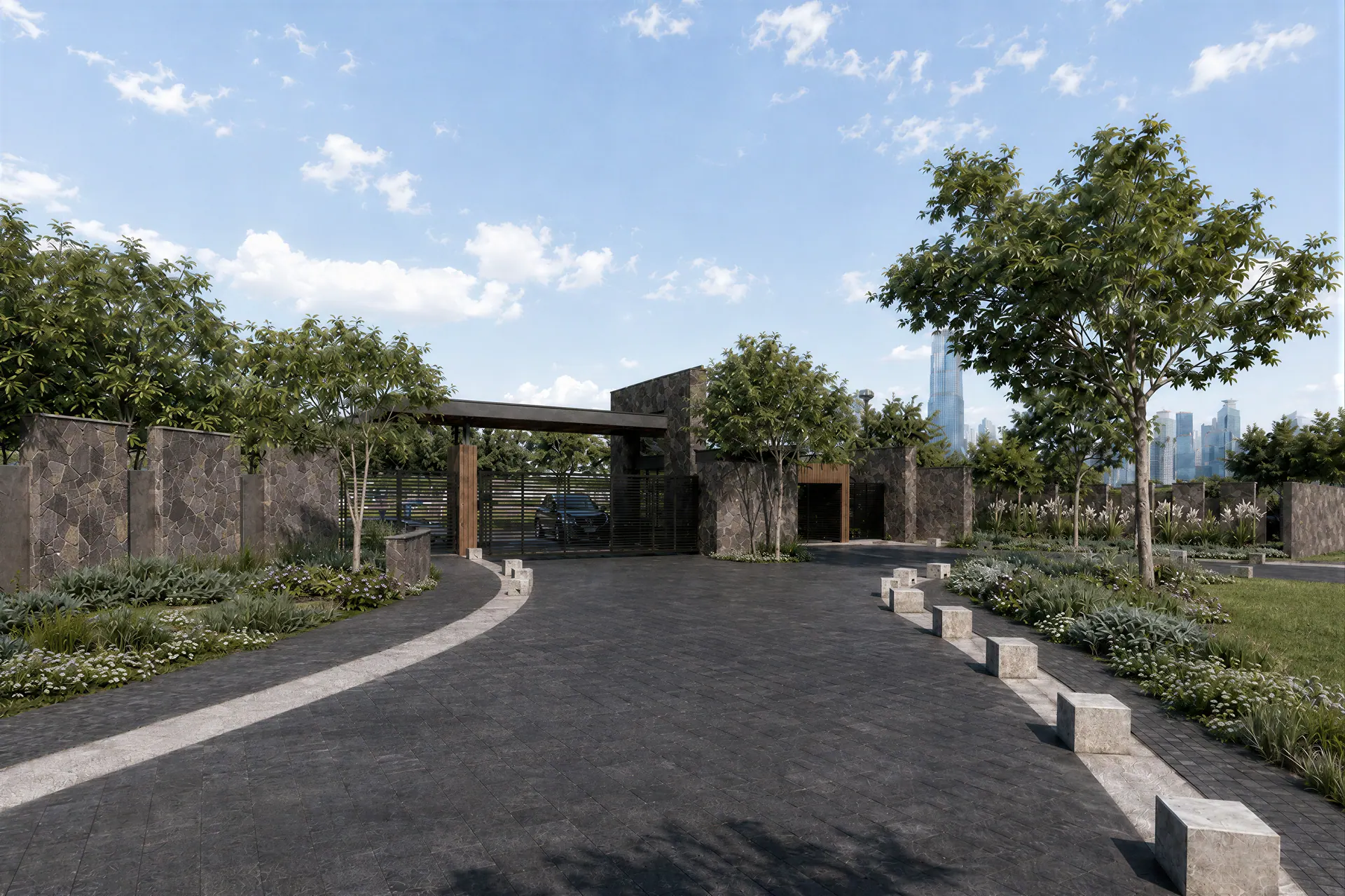 Llegada al acceso de Corenta Residencial
